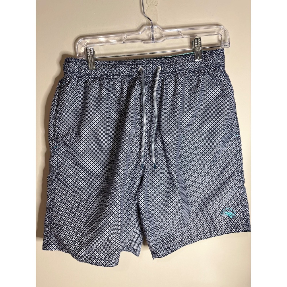 Ted Baker Mens Navy Geometric Lobster Swim Trunks Shorts Blue Size 3 Medium